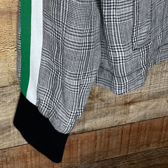 Current/Elliott Dassen Side Stripe Linen Bomber Jacket Charles Plaid SZ 3 Large - Picture 5 of 10